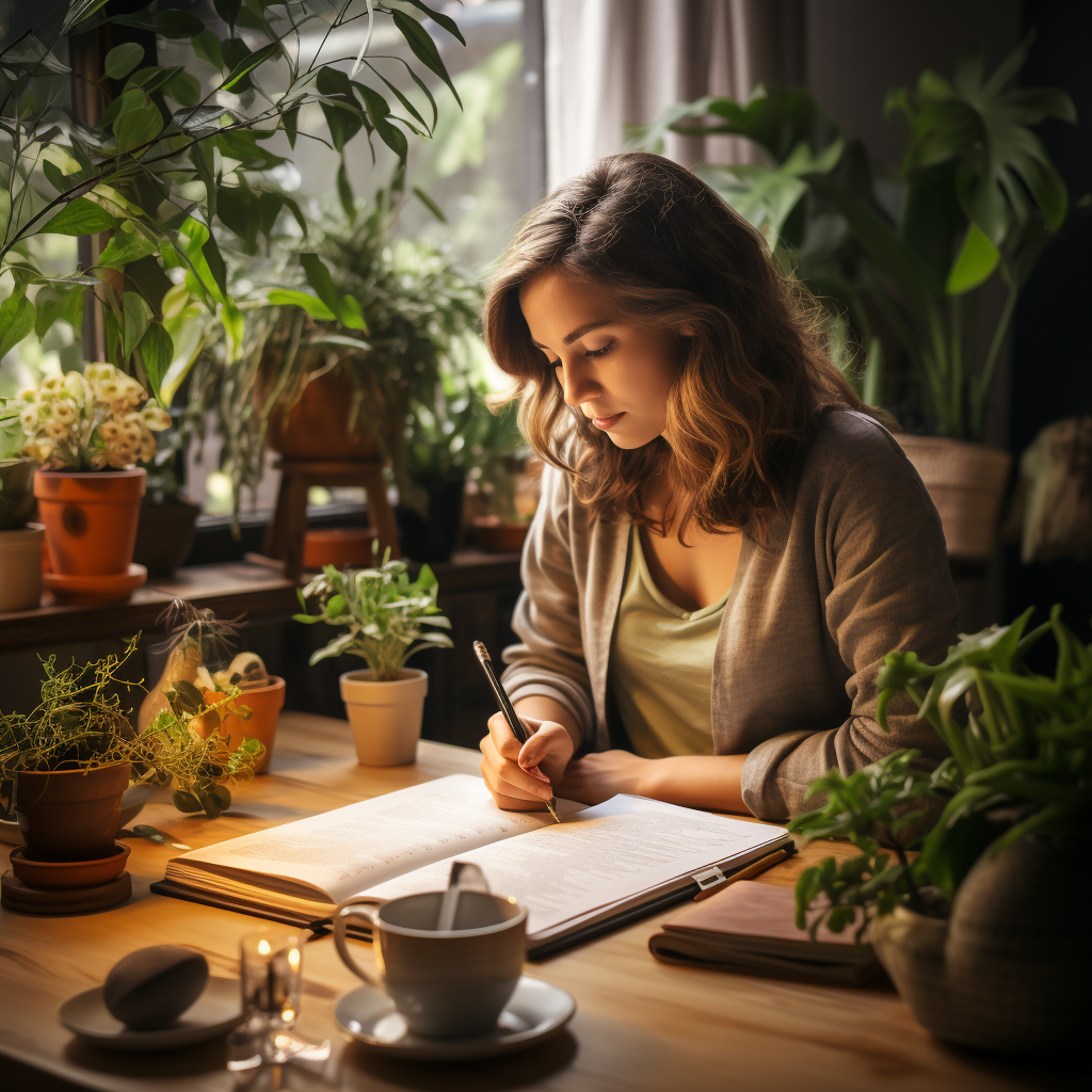 Woman writing goals