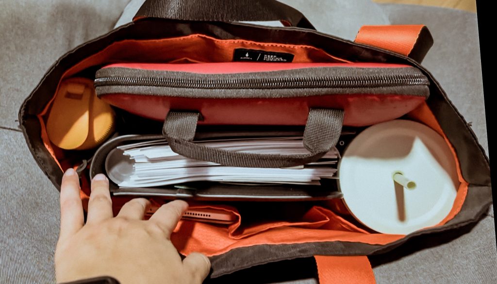 Alpaka Element Tote organized as work bag