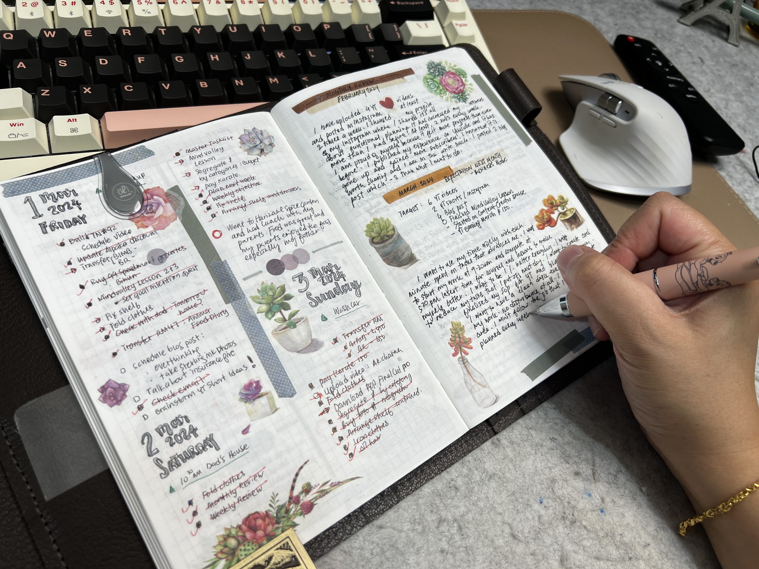 bullet journal - monthly review for common planner